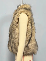 Voguable  Sexy Faux Fur Sleeveless Vests for Women Cropped Jackets Fashion Slim Autumn Winter Thick Warm Furry Short Coats Female voguable