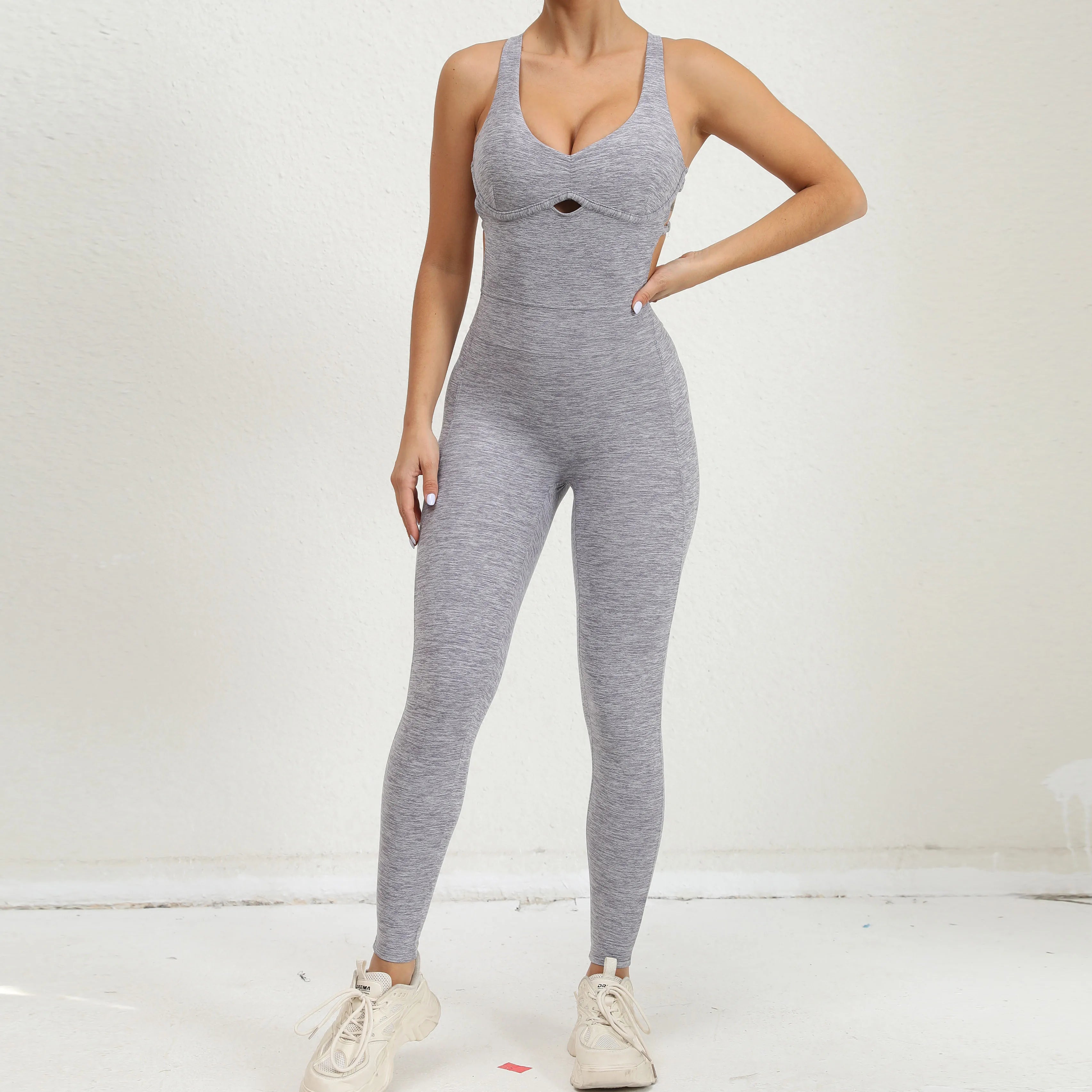Voguable  Women's Yoga Rompers One Piece Tummy Control Jumpsuit Padded Sports Bra Romper Fitness Sportwear voguable