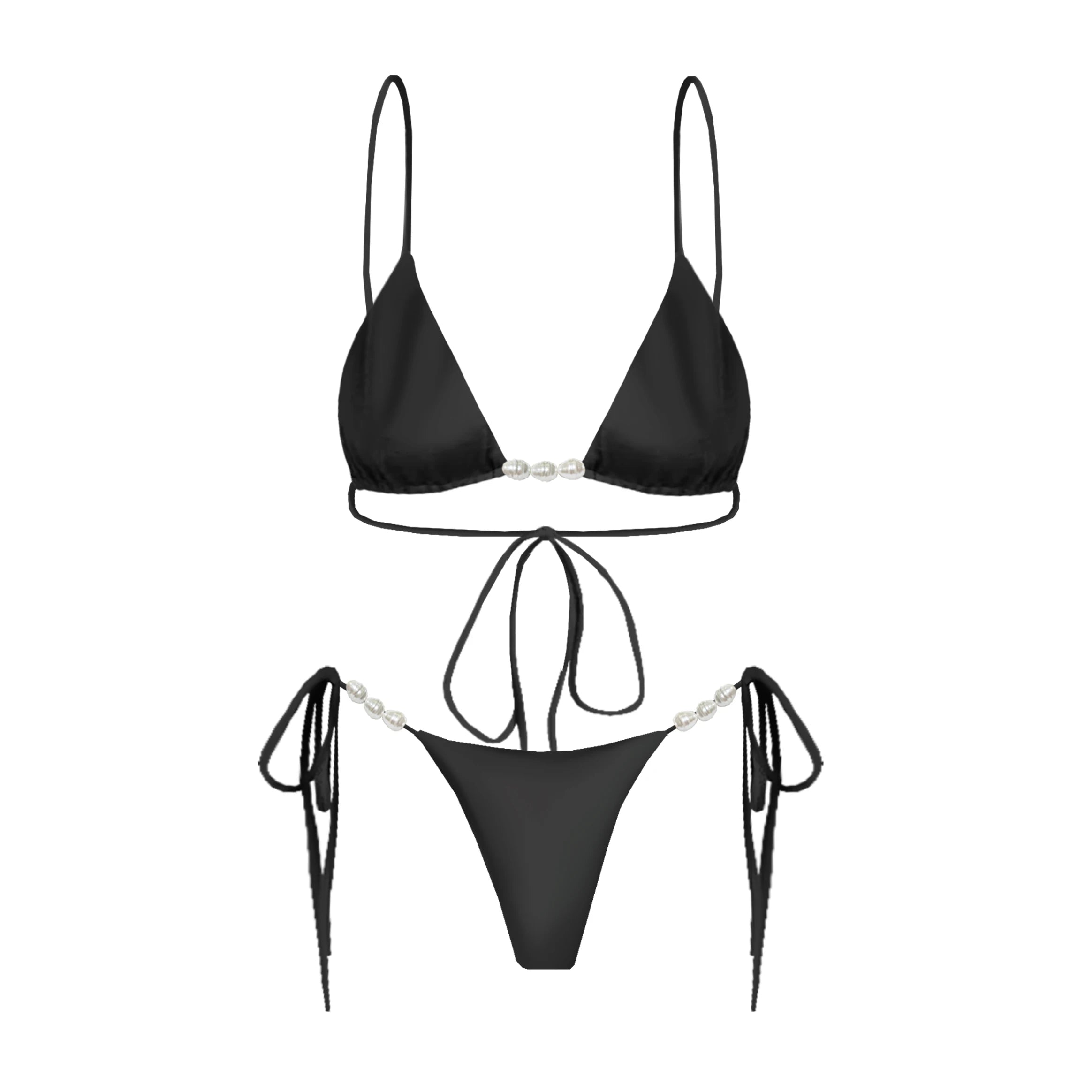 3Pcs Sexy Bikini Set With Cover Up Pearls White Swimsuit Women Halter Swimwear Female Off Shoulder Bathingsuit Biquini Beachwear voguable