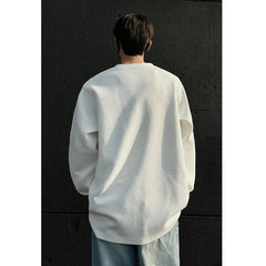 Spring Long Sleeved T-shirt Men Oversized Fashion White V-neck T Shirt Men Streetwear Korean Loose Pullover T Shirt Mens Top voguable