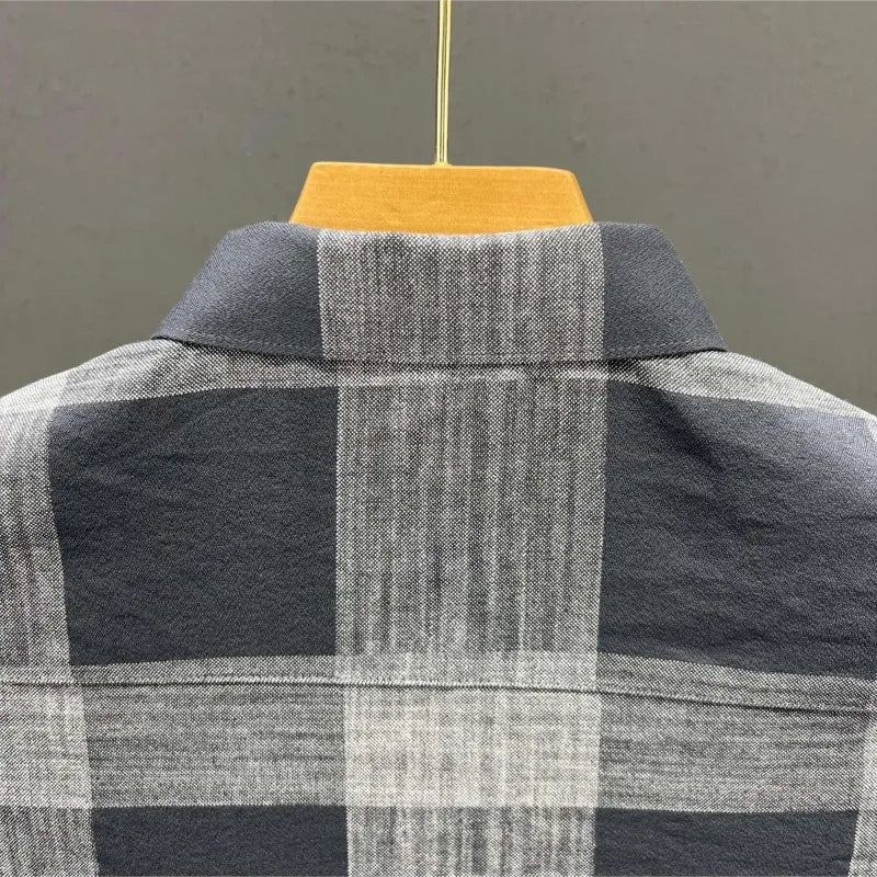 Voguable  Boyfriend Summer New Patchwork Square Collar Button Print Plaid Slim Fit Fashion Comfortable Casual Short Sleeved Shirts voguable