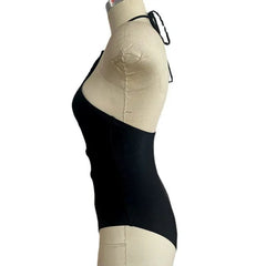 Voguable  One Piece Bikini Women Sexy Cross Bandage Hollow Out Black Swimwear Halter Monokini Summer Backless Bathing Suit voguable