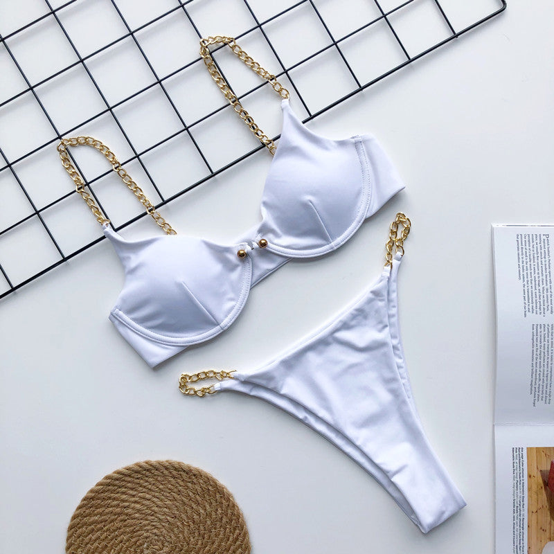 Bikini 2022 Woman Sexy Bikini Split Double Sided Printed Swimsuit Lace Up Strap Bikini Suit Summer Beach Bikini Swimwear voguable