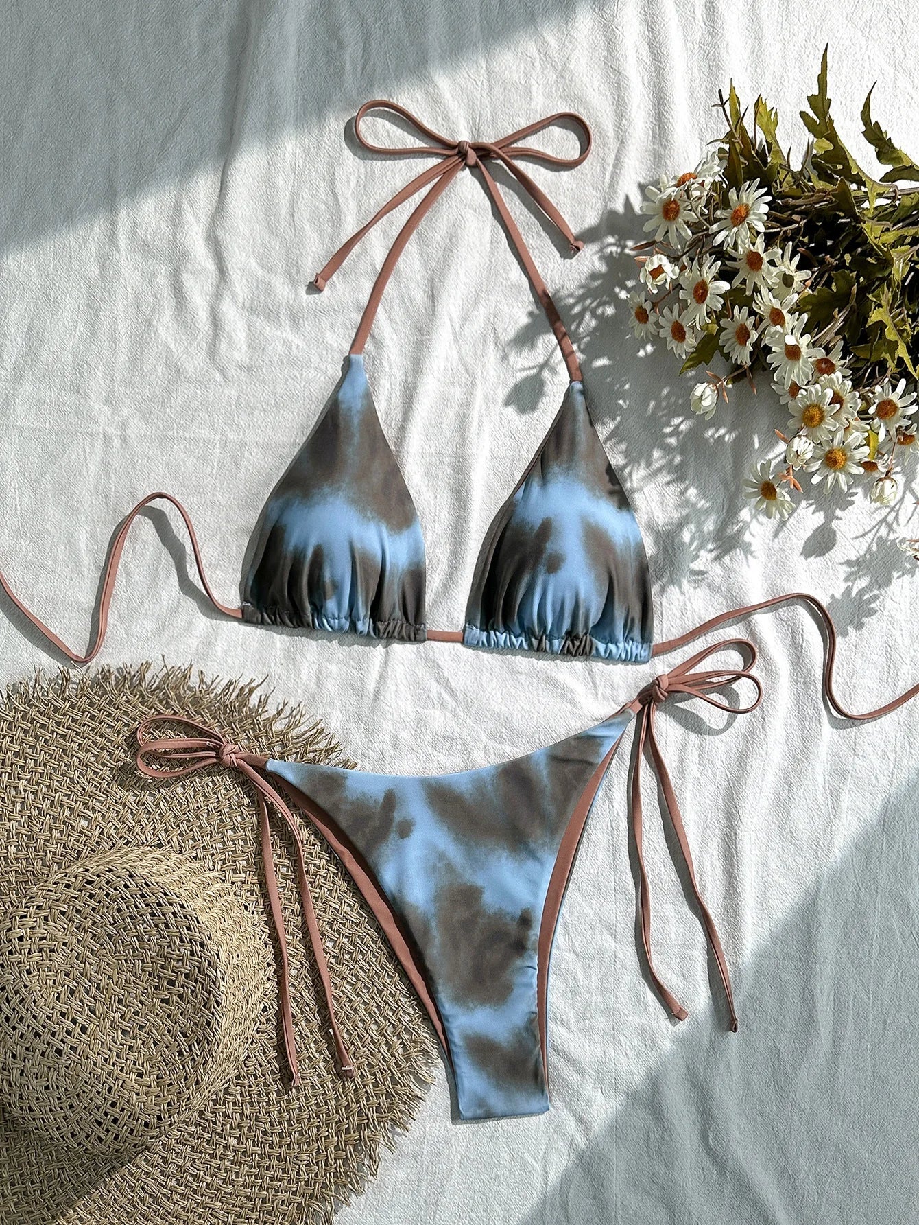 Voguable  Sexy Laced Up Gradient Bikini Women Split Swimsuit Beach Vacation Bikini New All Season Backless Bikinis 2 Piece Set voguable