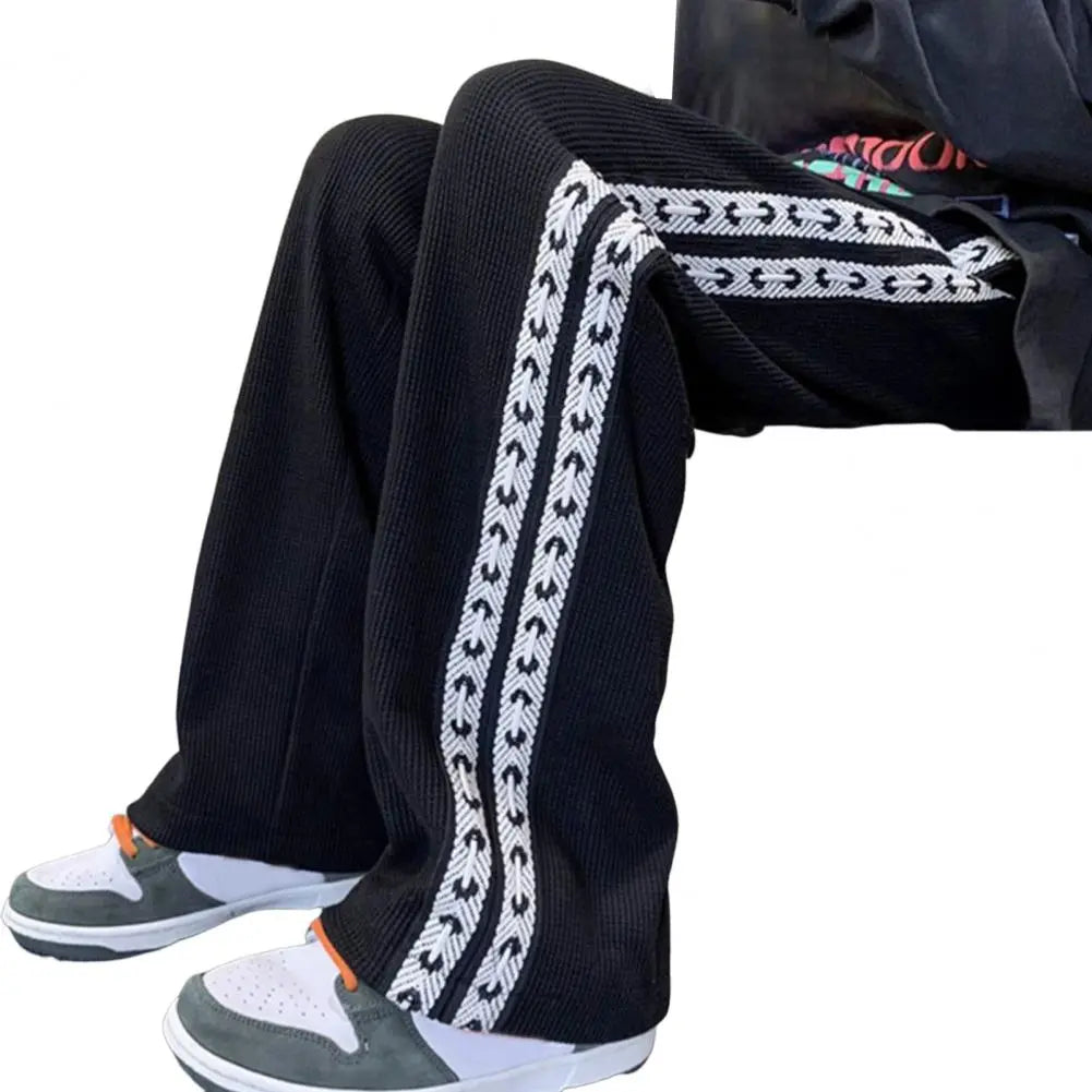 Men Pants Shrink Resistance Absorb Sweat Casual Trousers Drawstring Elastic Waist Waffle Grid Spring Sweatpants Men's Clothing voguable