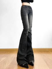Voguable Vintage Skinny Flare Jeans Pant Low Rise y2k Aesthetic Fashion Streetwear Denim Trouser femme Boot Cut Pants Grunge voguable