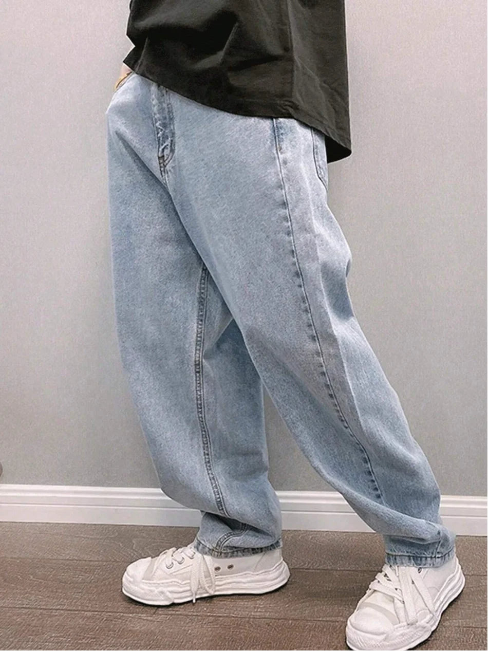 Voguable  Men's casual solid-color trendy versatile jeans, straight-leg fit, comfortable fabric, suitable for all seasons. voguable