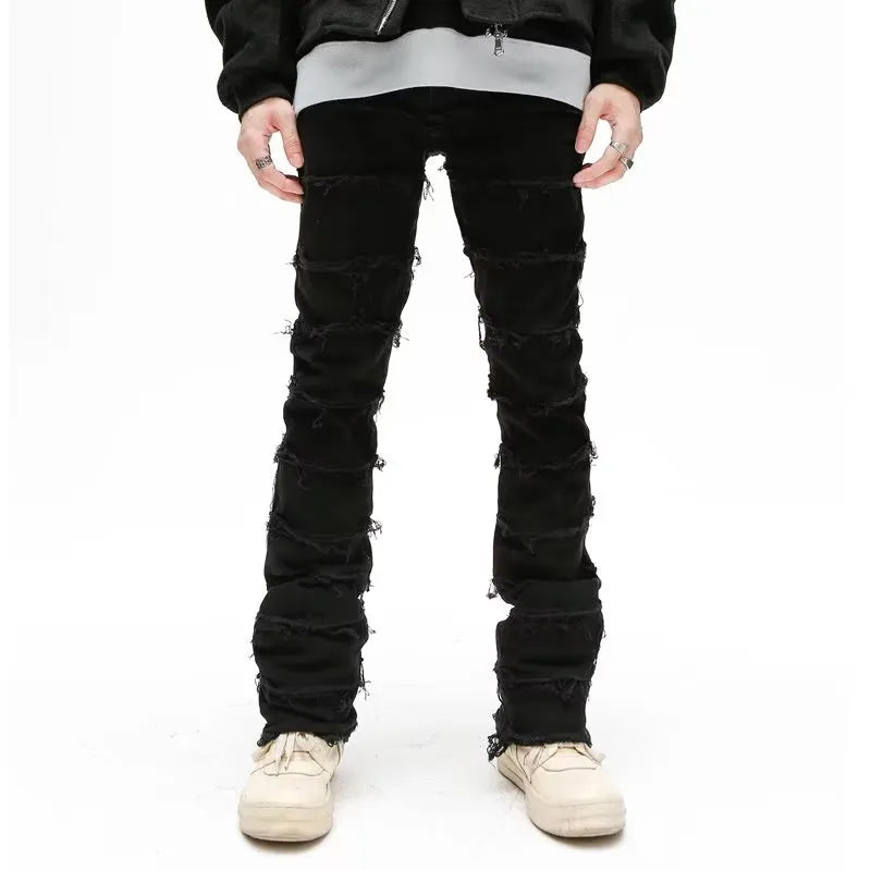 Grunge Clothes Y2K Streetwear Black Slim Stacked Jeans Pants For Men Kanye Hip Hop Women New Long Trousers Vetements Homme voguable