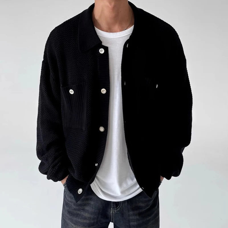 New Japanese Fashion Men Cardigan Jackets Light Luxury Knitted Button-down Long Sleeve Sweater Coat Premium Solid Color Knitwear voguable