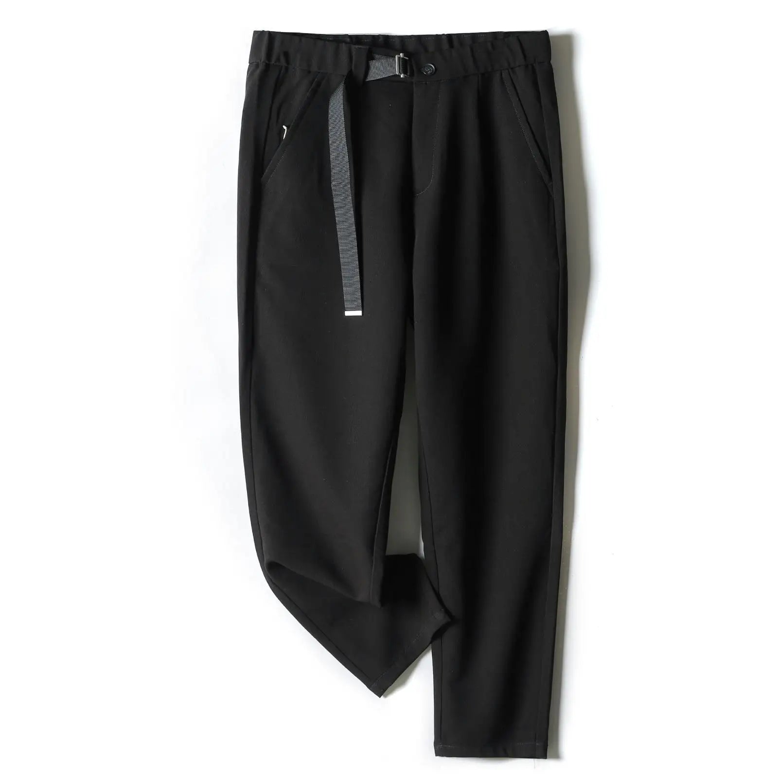 White Stretch Casual Ankle Pants Silhouette Men's Elegant Suit Pants Summer Korean Straight Loose Men's Smart Casual Trousers voguable