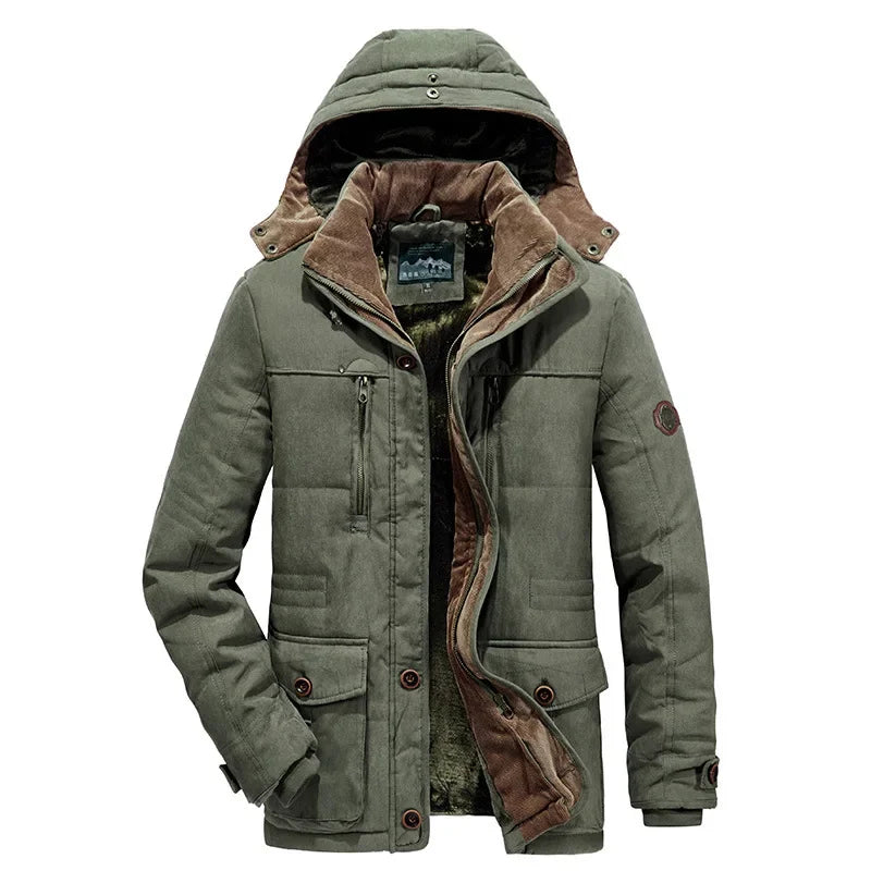 Men Thick Warm Trench Winter Parka Men Fleece Hooded Winter Jacket Coat Military Cargo Jackets Mens Plus Size Velvet Warm Coat voguable