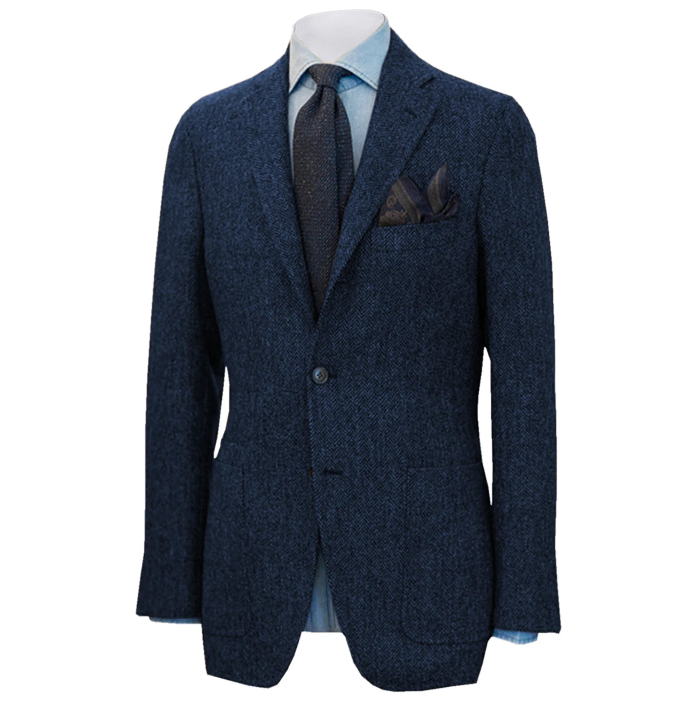 Men's Suit Brown Blazer Prom Tuxedos Herringbone Wool Tweed Single Breasted Formal Bussiness Jacket for Wedding（Only Coat） voguable