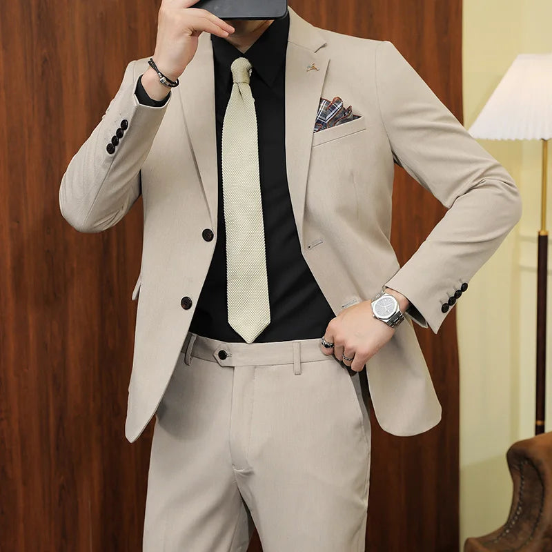 Voguable  (Jacket+Pant) Men Slim Fit Business Suits 2-Piece High Quality Italian Style Wedding Social Party Tuxedo Men Clothing 7XL-S voguable