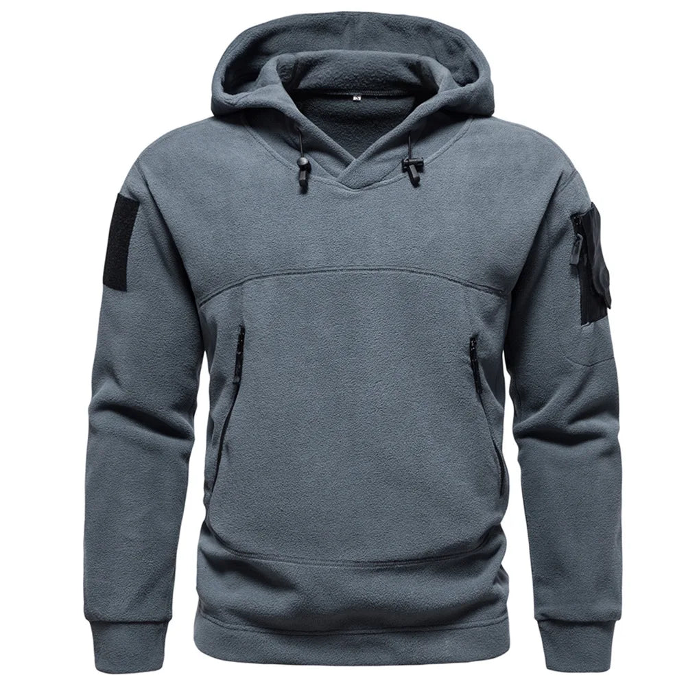 2024 Men's Thick Polar Fleece Sweatshirt Autumn Winter Men Hood Sports Black Windproof Oversized Hoodie Male Streetwear Hoody voguable