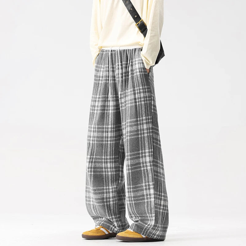 Winter Thick Pants Men Warm Fashion Retro Casual Pants Men Streetwear Hip-hop Loose Wide Leg Pants Mens Vintage Trousers M-3XL voguable