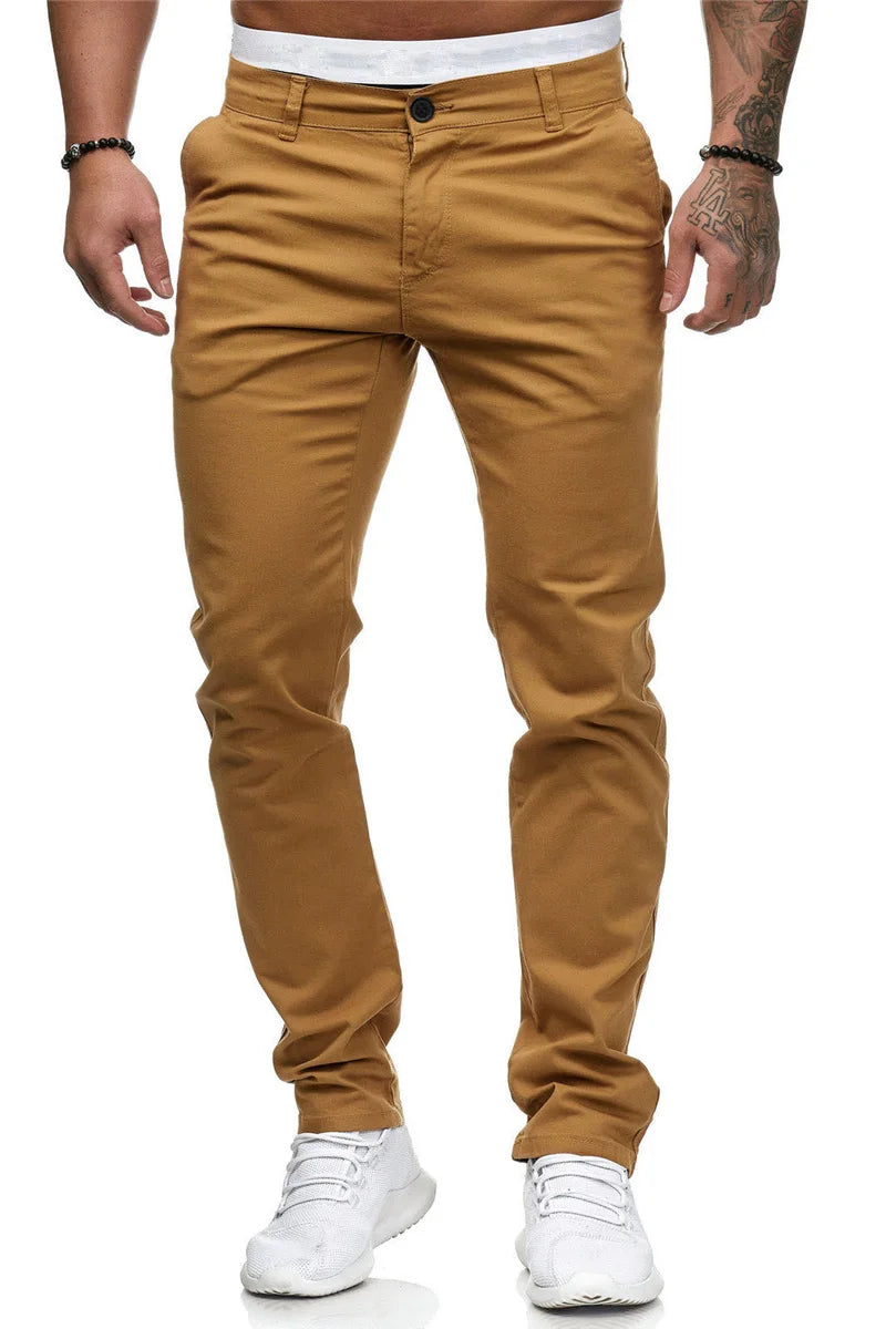 Voguable  Men the Four Seasons New Trendy Vintage High Waist Casual Pants Button Zipper Pockets Spliced Straight Pants Versatile Trousers voguable
