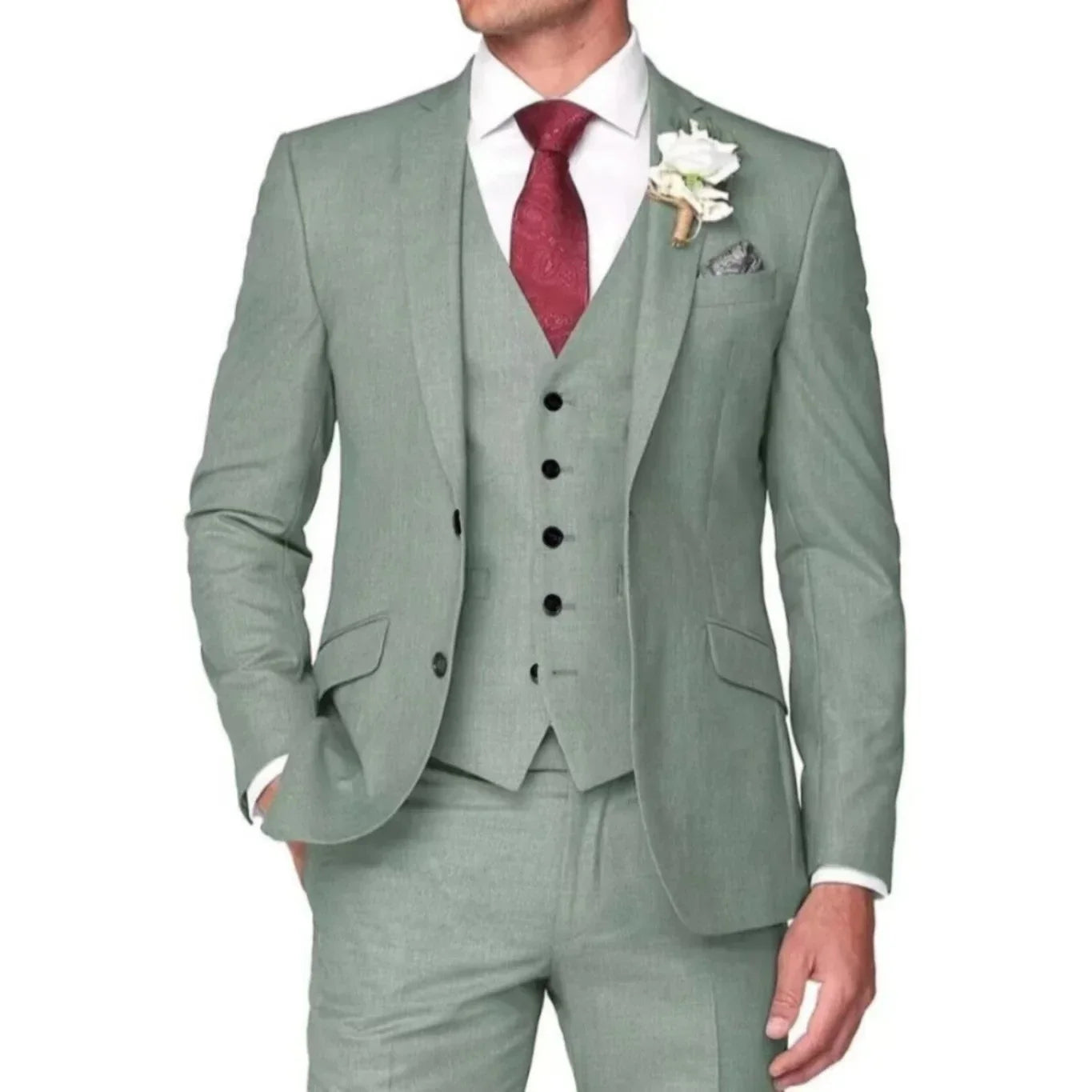 Voguable  Classic Men's 3pcsTuxedo Suit Colorful Blazer Vest And Pants Set Single Button High-Quality Men's Costume for Formal Occasions voguable