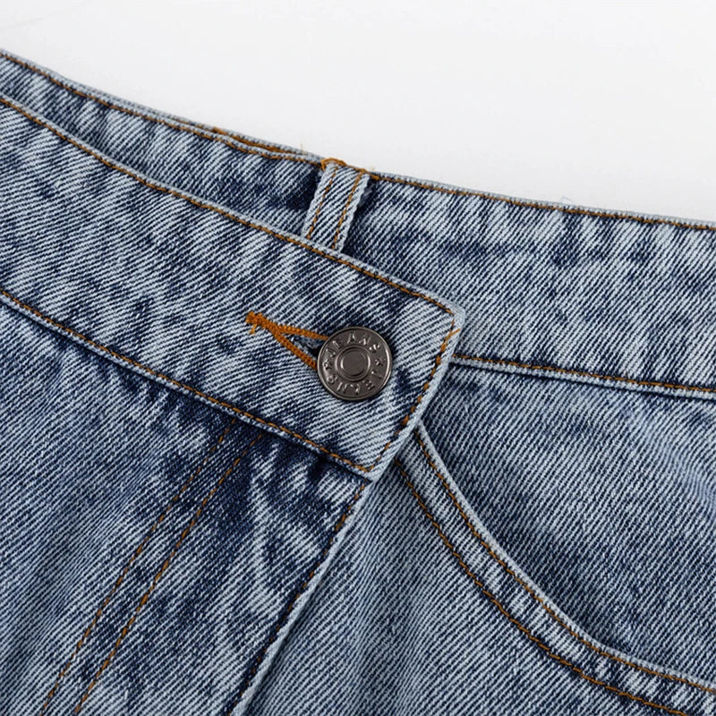 Voguable  Irregular Split High Waist Vintage Denim Button Autumn Long Skirts Slimming Mujer All-match Casual Skirt Streetwear Winter voguable