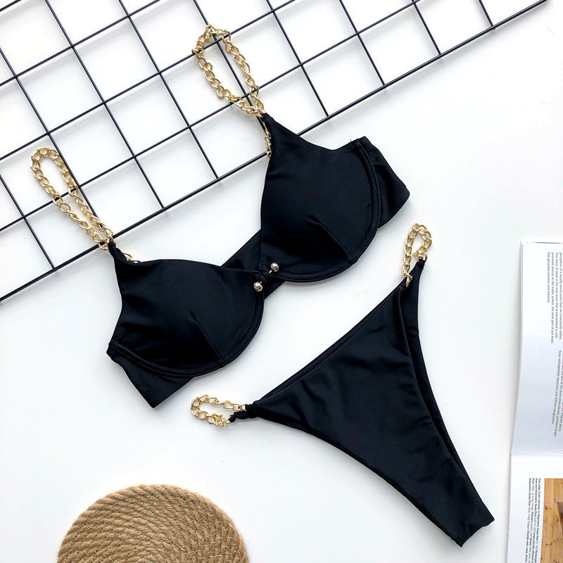 Bikini 2022 Woman Sexy Bikini Split Double Sided Printed Swimsuit Lace Up Strap Bikini Suit Summer Beach Bikini Swimwear voguable
