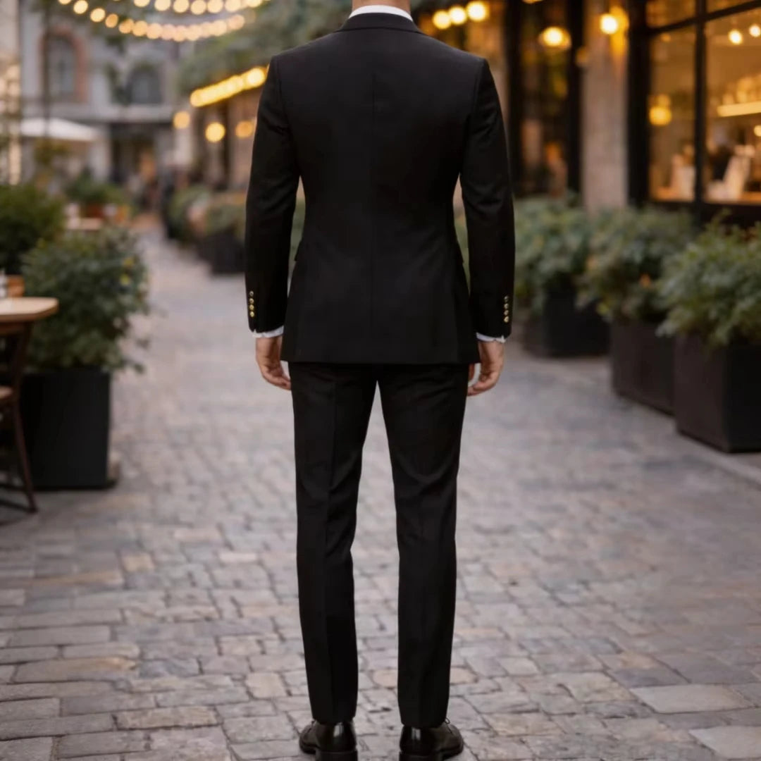 Voguable  Men Suit Black Ivory 3 Pieces Single Button With Lapel For Wedding Birthday Banquet Party Business Work Office Jacket Vest Pant voguable