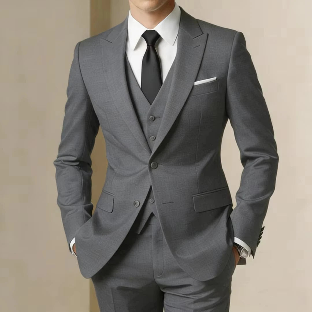 Voguable  New Luxury Elegant Men's Suits 3 Piece Set Fashion Korean Casual Slim Fit Social Groom Wedding Tuxedo voguable