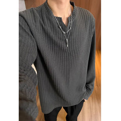 Spring Long Sleeved T-shirt Men V-neck T Shirt Men Streetwear Korean Loose Casual Pullover T Shirt Mens Top Large Size 5XL voguable