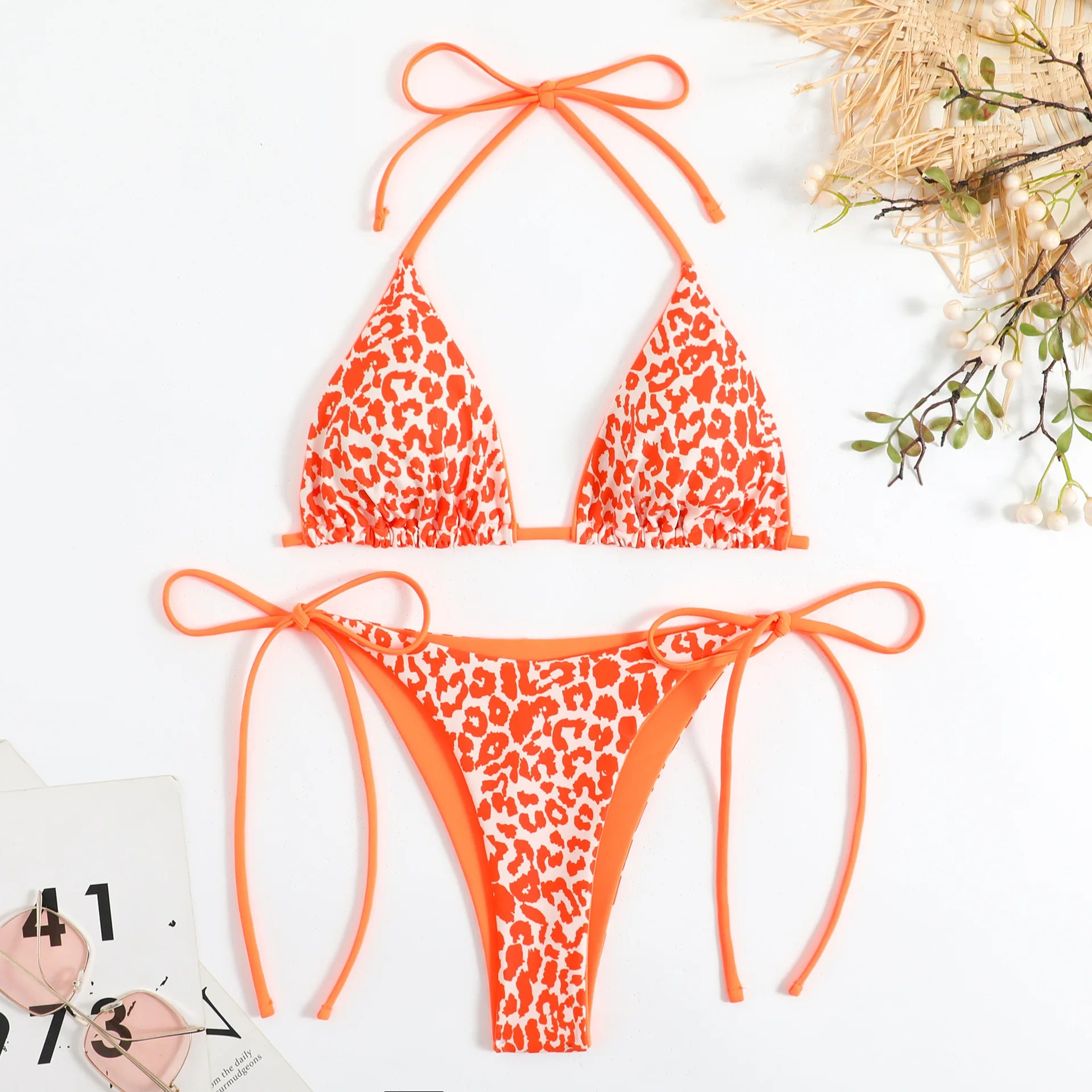 Voguable Sexy Micro Bikini 2024 Women Pink Leopard Print Neon Double Side Push Up Swimsuit Brazilian Beach Bathing Suit Thong Swimwear voguable