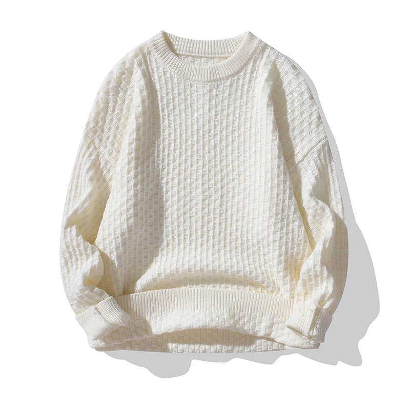 New Solid Color O Neck Mens Sweater Trend High Streetwear Fashion Autumn Knitted Outwear Clothing gotmes-shop