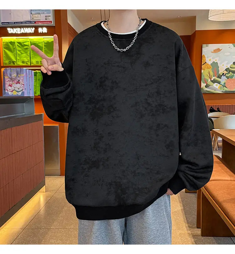 2025 Spring Casual Fashion Tie-dye Hoodies for Men Sweatshirt O Neck Black White Hip Hop Pullover Streetwear Korean Harajuku voguable