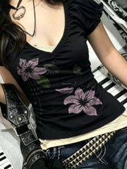 Voguable  American Subculture Vintage Short Sleeve 2000s Streetwear T-Shirt Summer New Arrivals Slim Fit Harajuku Tops Trendy  Casual voguable