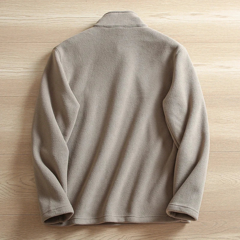 Heat Storage Double-sided Fleece Pullover Autumn Winter Outdoor Windproof Warm Semi-zipper Stand Collar Casual Sweatshirt Jacket voguable