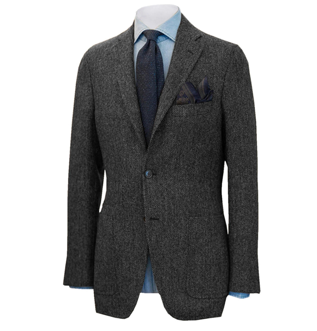 Men's Suit Brown Blazer Prom Tuxedos Herringbone Wool Tweed Single Breasted Formal Bussiness Jacket for Wedding（Only Coat） voguable