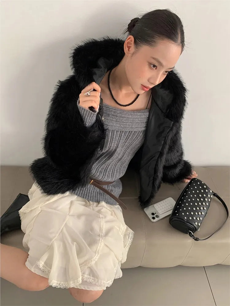 Irregular Streetwear Short Skirt Lace Patchwork Sweet Chic Beige Women Skirt A-line Elastic Waist Fashion Summer Skirts 2025 New voguable