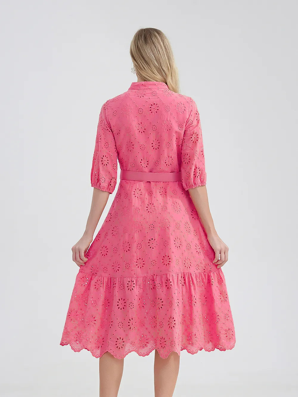 Cotton Hollow Out Summer Dress Women Holiday Perppy Casual High Waist Ruffled Mini V-Neck Dresses A-line Frills Vestido voguable