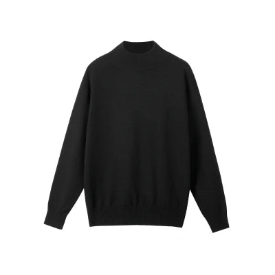 Men's Light Luxury Knit Mock Neck Sweater Autumn Winter Fashion Korean Long Sleeve Streetwear Leisure All-match Knitwear voguable