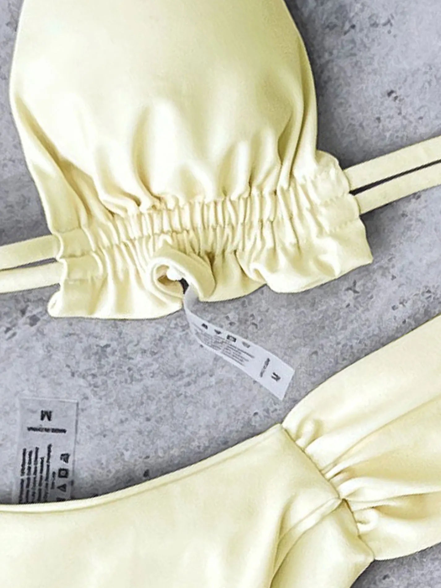 Voguable  Sexy Triangle Bikini Women Yellow Metal 3D Snake Strap Push Up Pleate Thong Swimsuit Summer Bathing Suit Bandage Swimwear voguable