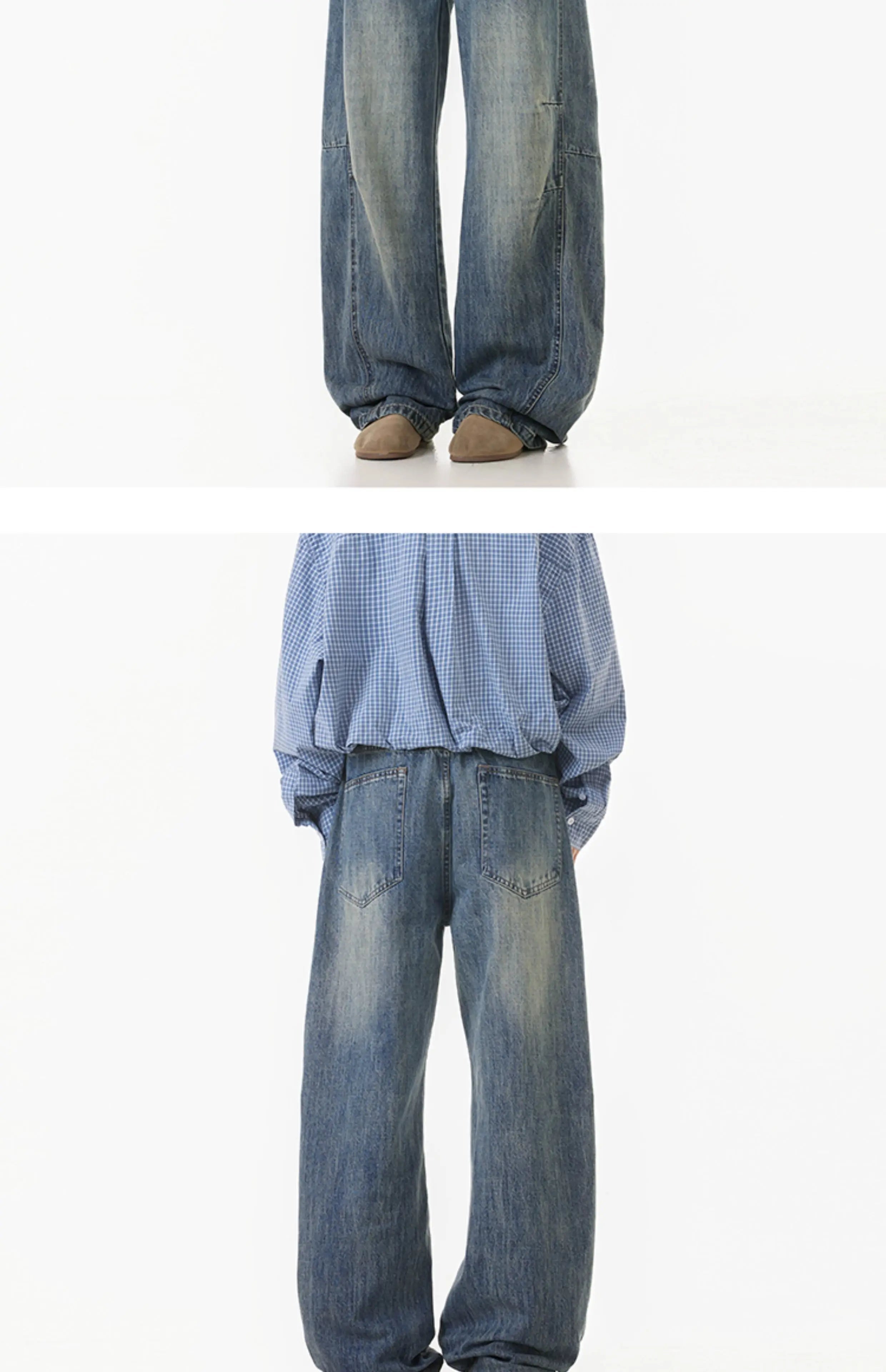 2025 Spring Men Denim Pants Straight Droop Vintage Loose Bottom Straight Wide Leg Casual Male Trousers Korean Style baggy jeans voguable