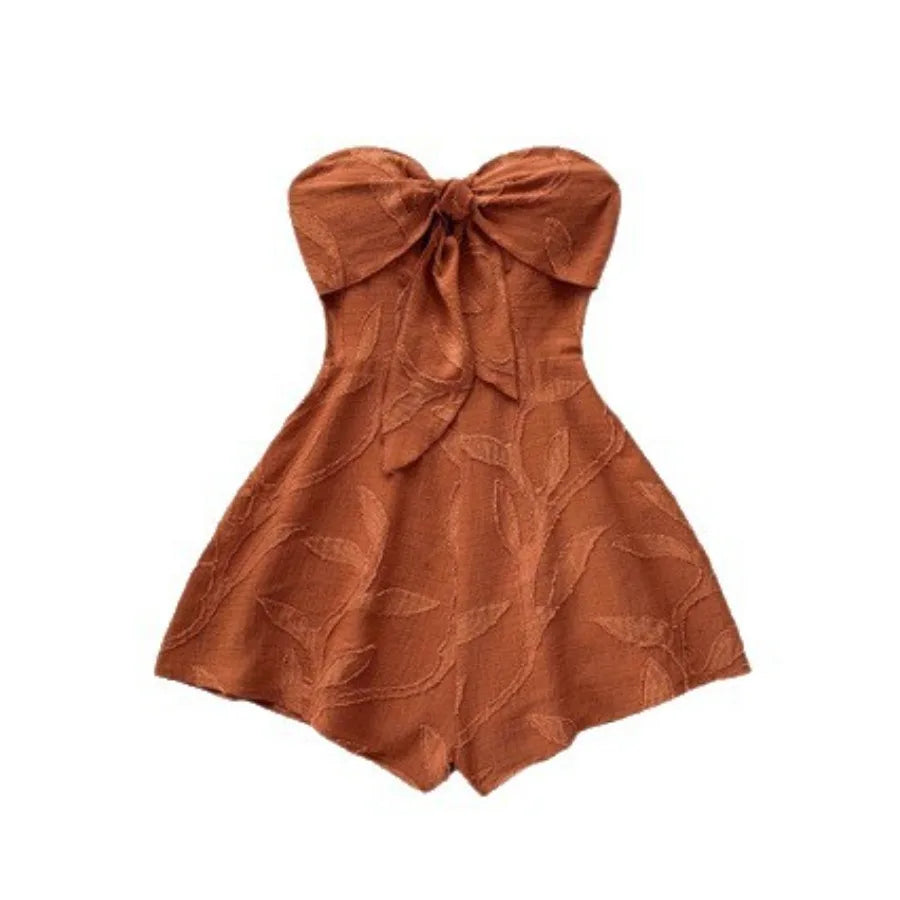 Voguable  European and American stock quick-release vacation style summer seaside sling orange slim hot girl tube top dress voguable