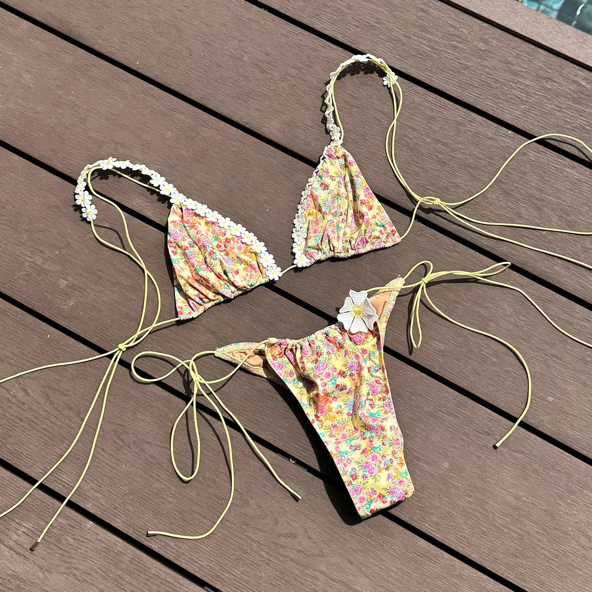 2025 Bandeau Biquini Women Sexy Bikini Push Up Swimsuit Female Swimwear Floral Printed Swim Suit Halter Bathingsuit Beachwear voguable