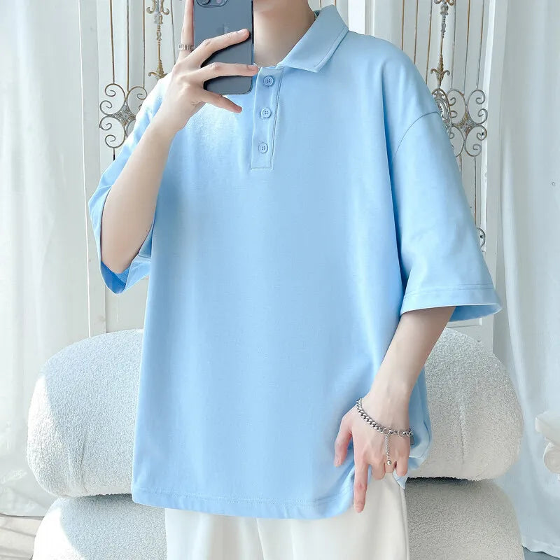 Men Cotton Polo Shirt Summer Breathable Soft Fabric Solid Collared T Shirt Casual Office Wear Classic Design Comfort Fit voguable