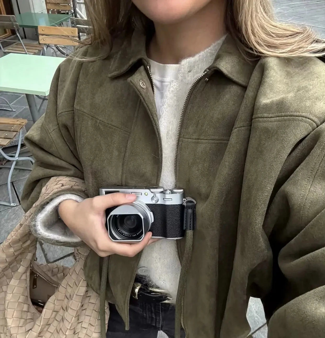 2025 New Fashion Women Green Suede Jacket Spring Lapel Long Sleeve Zipper Oversize Bomber Coat Chic Female High Street Outerwear voguable