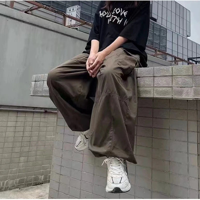 Voguable  Vintage Baggy Cargo Pants Men Parachute Wide Leg Trousers Male Oversize Retro Loose Casual Japanese Streetwear Hip Hop voguable