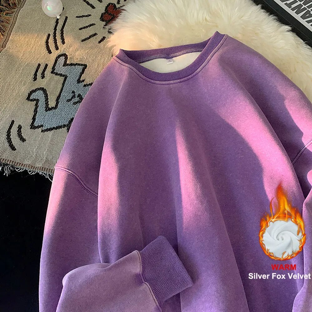 American Washed Old Pullovers Sweatshirts Men Loose Solid Color Autumn Large Size Warm O Neck Tops Hip Hop Y2k Sweatshirt voguable