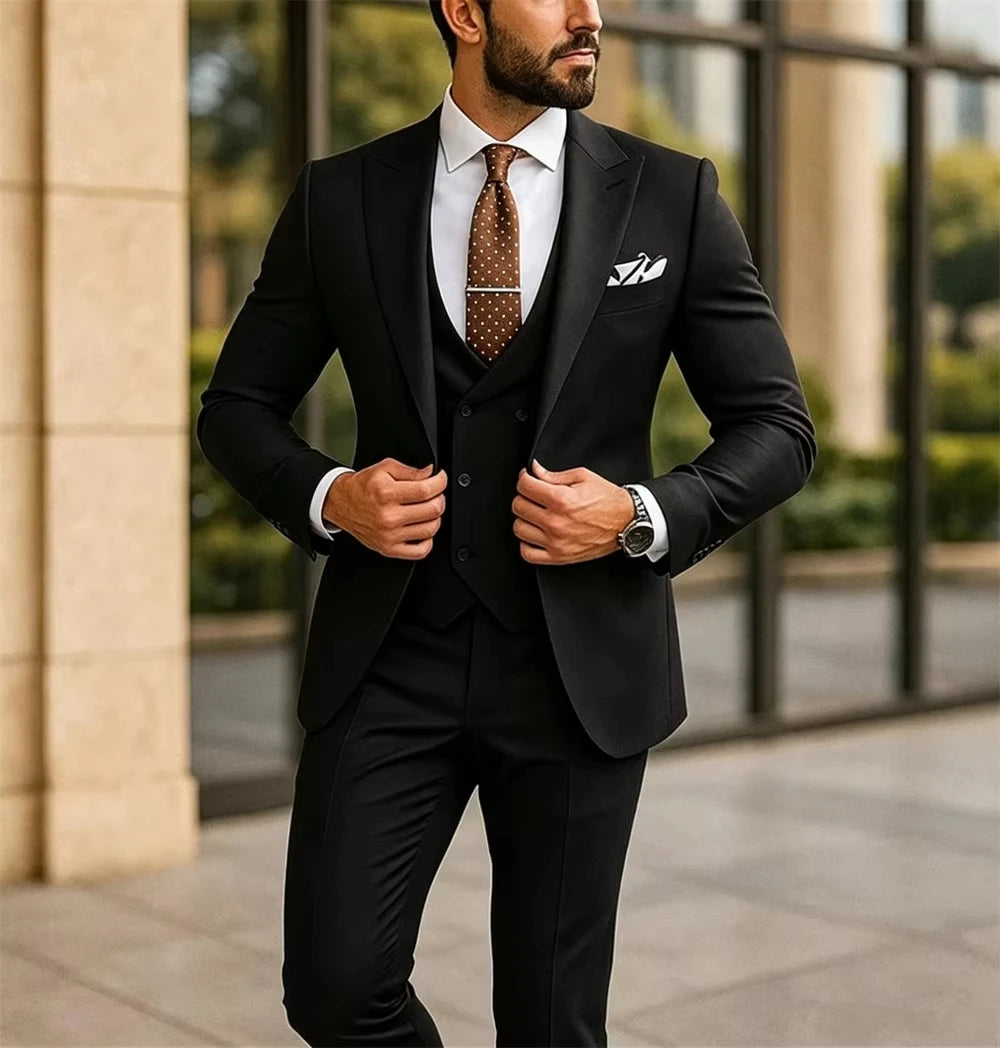 Voguable  Three-Piece Luxury Men's Suit Elegant Bespoke Wedding & Prom Attire Groom Outfit (Jacket+Vest+Pant) voguable