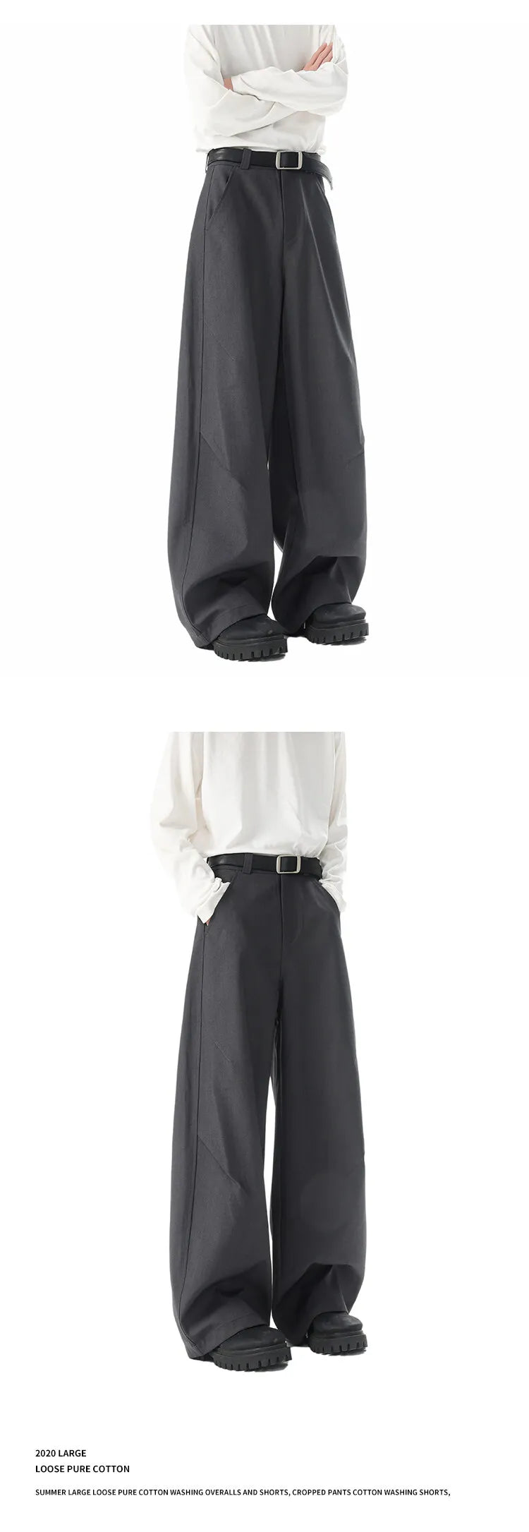 New Pants Men Fashion Casual Solid High Street Simple Hip-hop Wide Leg Trousers All-match Korean Style Loose Temperament College voguable