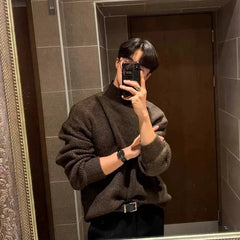 Winter Thick Sweater Men Warm Casual Stand Up Collar Sweater Men Korean Casual Thicken Long Sleeved Sweater Mens Jumper Clothes voguable