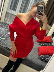 Fashion Y2K Casual Vestidos Women Dress  Autumn Winter Bodycon Knitted Sweater Dress Elegant  Office Ladies Dress