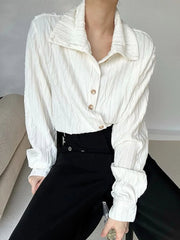 Vintage Stand Collar Y2K Shirt Women Loose Harajuku Long Sleeve Blouse Fall Retro American Streetwear Casual Bf Tops New voguable