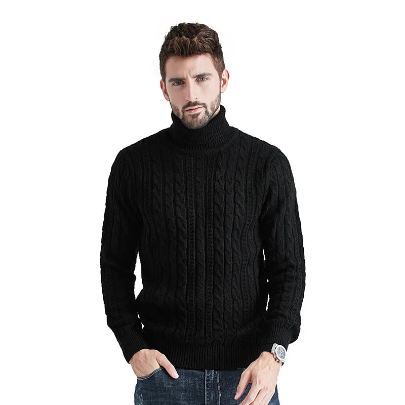 Boys Red Vintage Sweaters Winter Winter Striped Turtleneck Men Long Sleeve Pullovers Loose Knitted Knit Top Oversized Knitwear