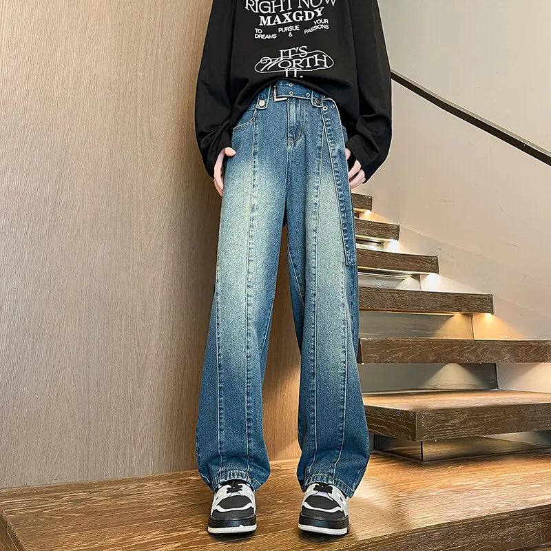 2025 New Big boy Jeans for Men Streetwear Baggy Jeans Large size Patchwork Denim Leisure Simple Dime Pants Women Jeans Hot  jean voguable